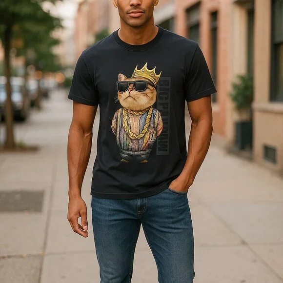 VINTAGE Y2K BIGGIE SMALLS Big Paw Paw Black Tee M Cat 90s Hip Hop Rap Big Poppa - Picture 12 of 12